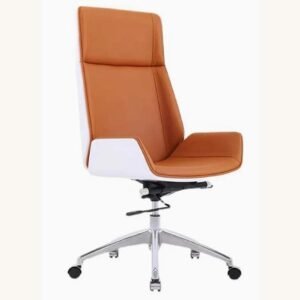 Eames Style D244 High Back PU Plywood Swivel Office Chair - Tan Brown