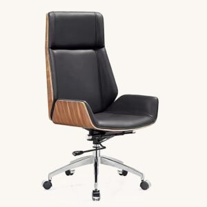 Eames D244 High Back PU Plywood Swivel Office Chair Replica - Black