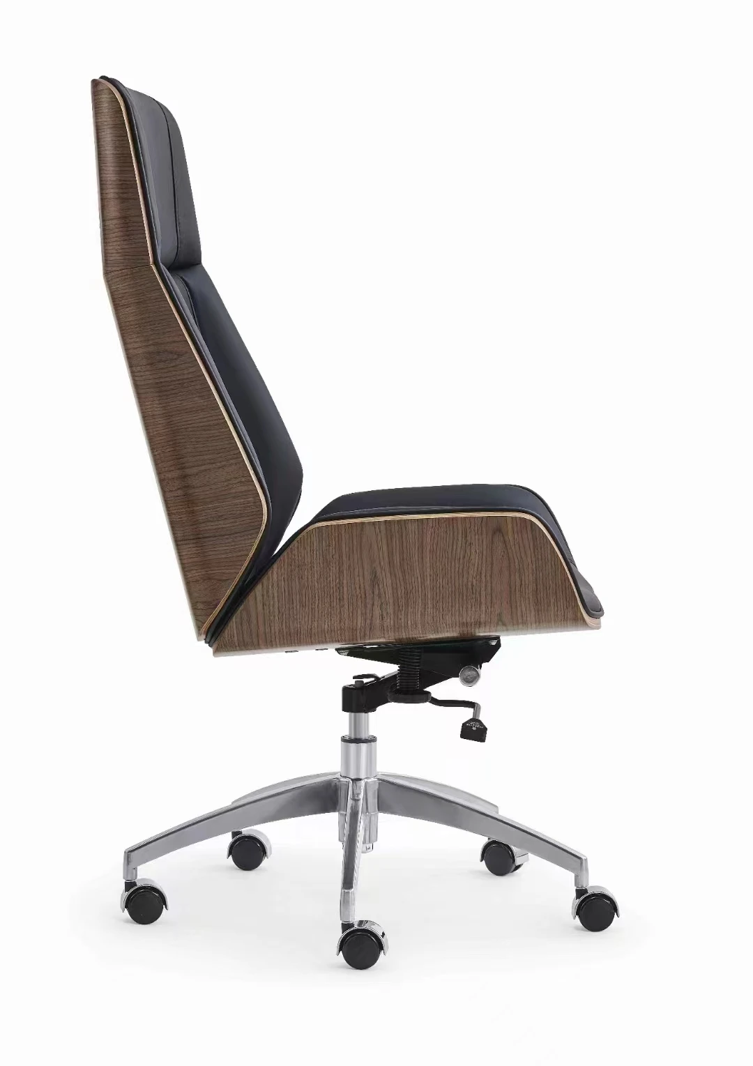 Eames D244 High Back PU Plywood Swivel Office Chair Replica - Black - Image 5