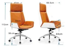 Interior D244 High Back Tan Brown PU Leather Plywood Swivel