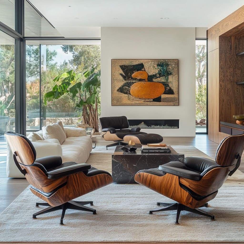 Italian aniline leather and walnut wood veneer used in Sederica furniture