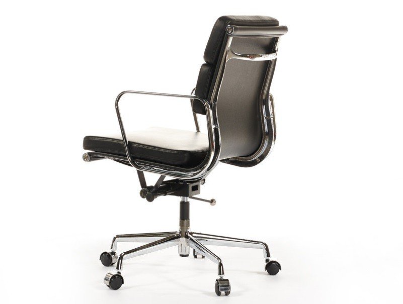 EA217 soft pad chair seen from the side, showing the low-back profile and padded leather panels.
