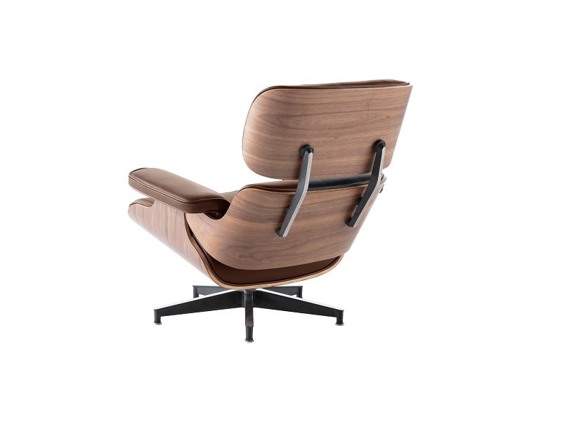 tan Eames lounge chair and ottoman angel view