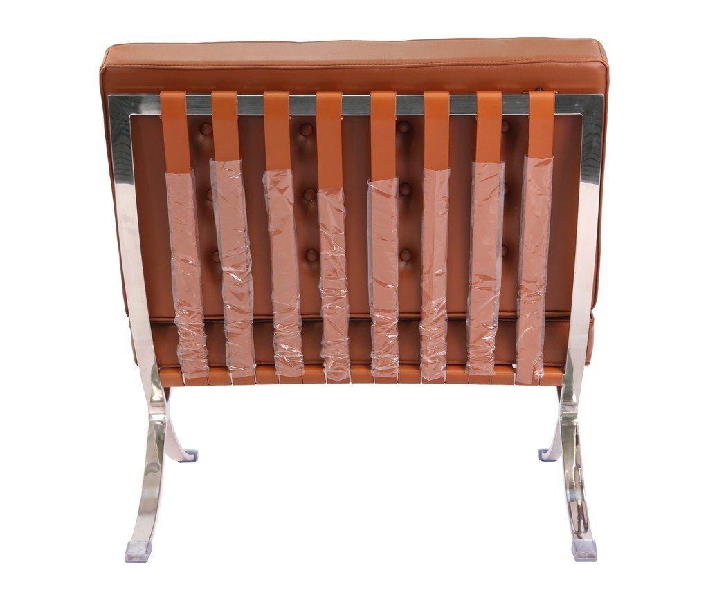 Barcelona Chair and Ottoman Replica – Tan Brown Leather Classic - Image 3