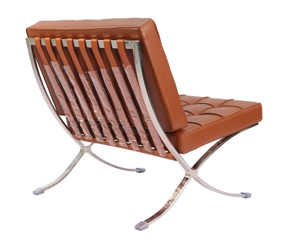 Barcelona Chair and Ottoman Replica – Tan Brown Leather Classic - Image 5