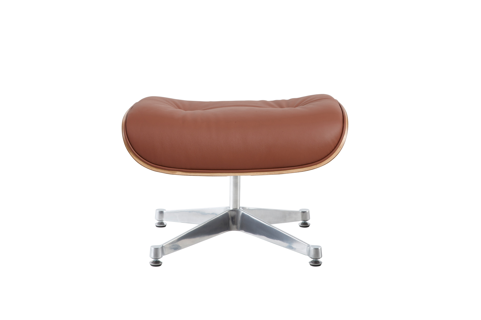 Tan Leather Eames Ottoman Front view