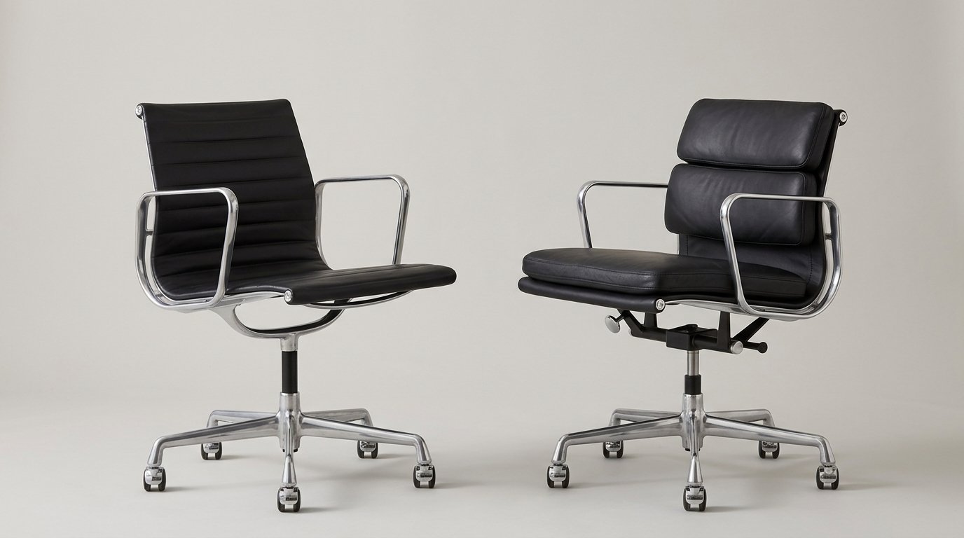 EA217 soft pad and EA117 thin pad Eames office chairs compared
